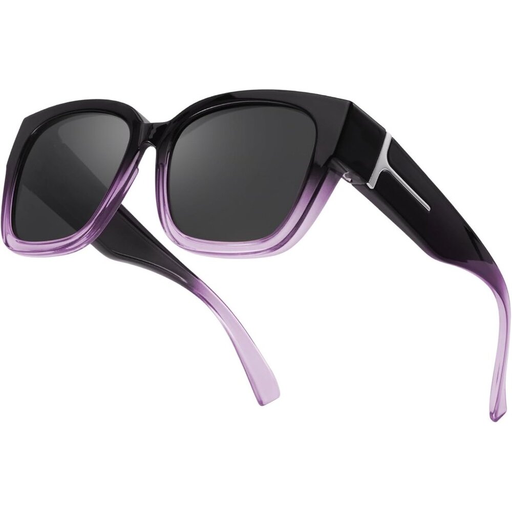Women's A02 Gradient Purple Oversized Square Stylish Polarized Sunglasses